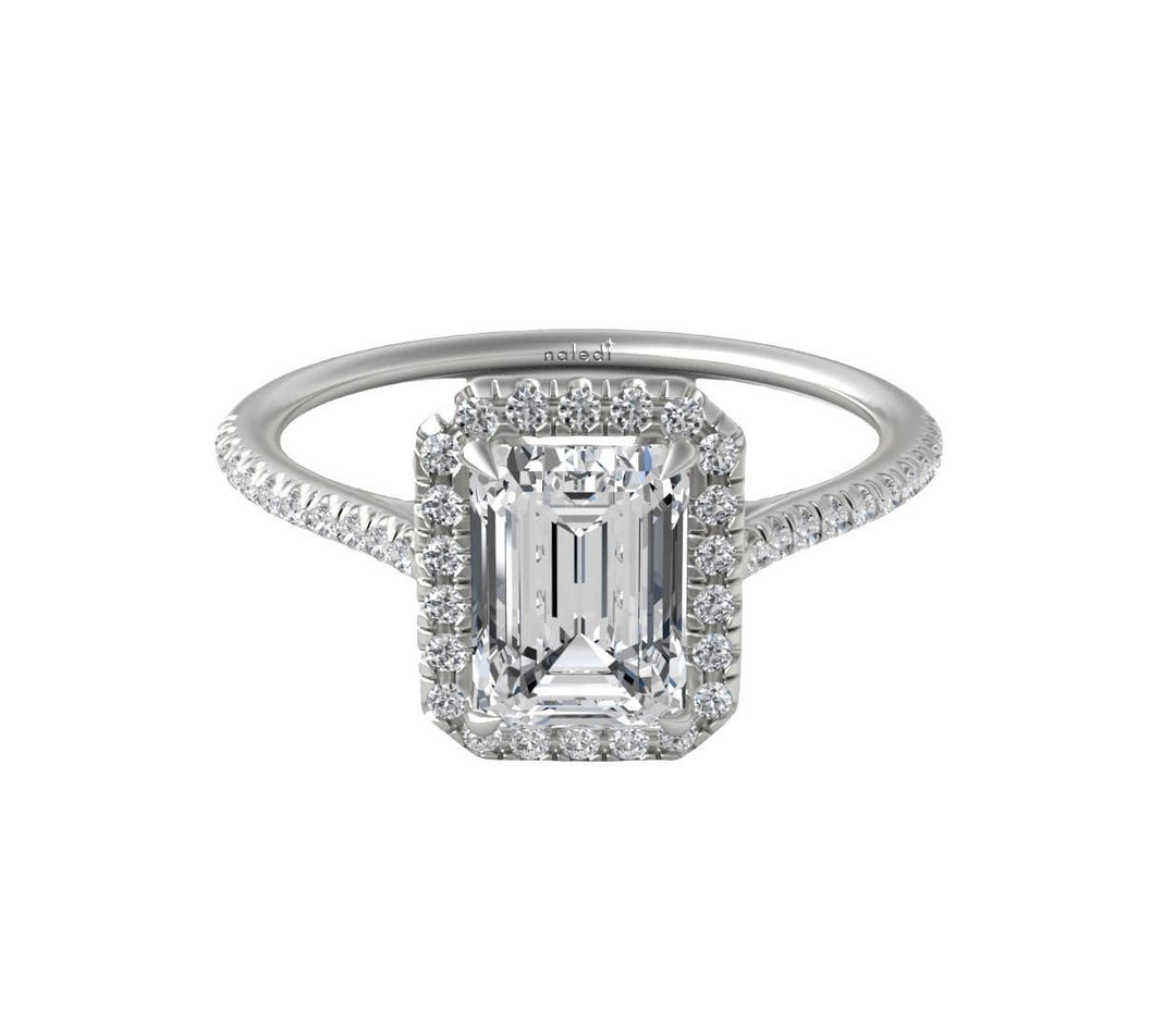 Rectangular Halo Diamond Engagement Ring