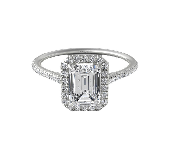Rectangular Halo Diamond Engagement Ring