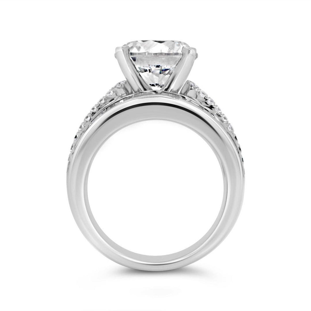 Wide Band Diamond Engagement Ring with Baguettes - YJC3518R