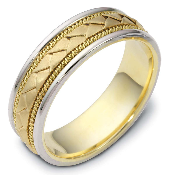 Men's Two Tone Gold 7mm Wide Wedding Band - 1002000