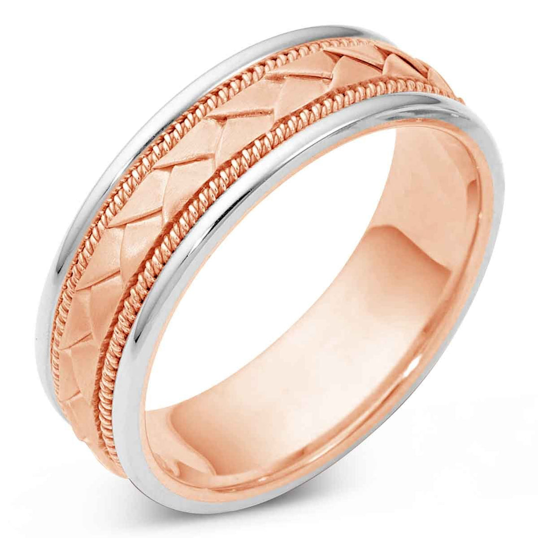 Men's Two Tone Gold 7mm Wide Wedding Band - 1002000