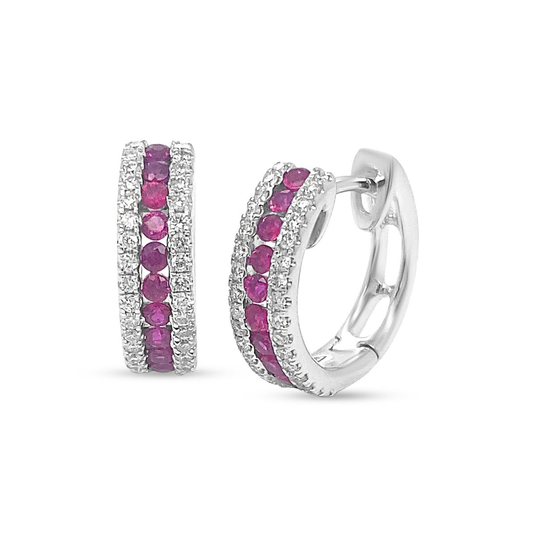 White Gold Ruby and Diamond Earrings - EF0101RU