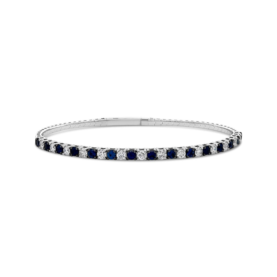 White Gold Diamond & Sapphire Bangle - BG272CS