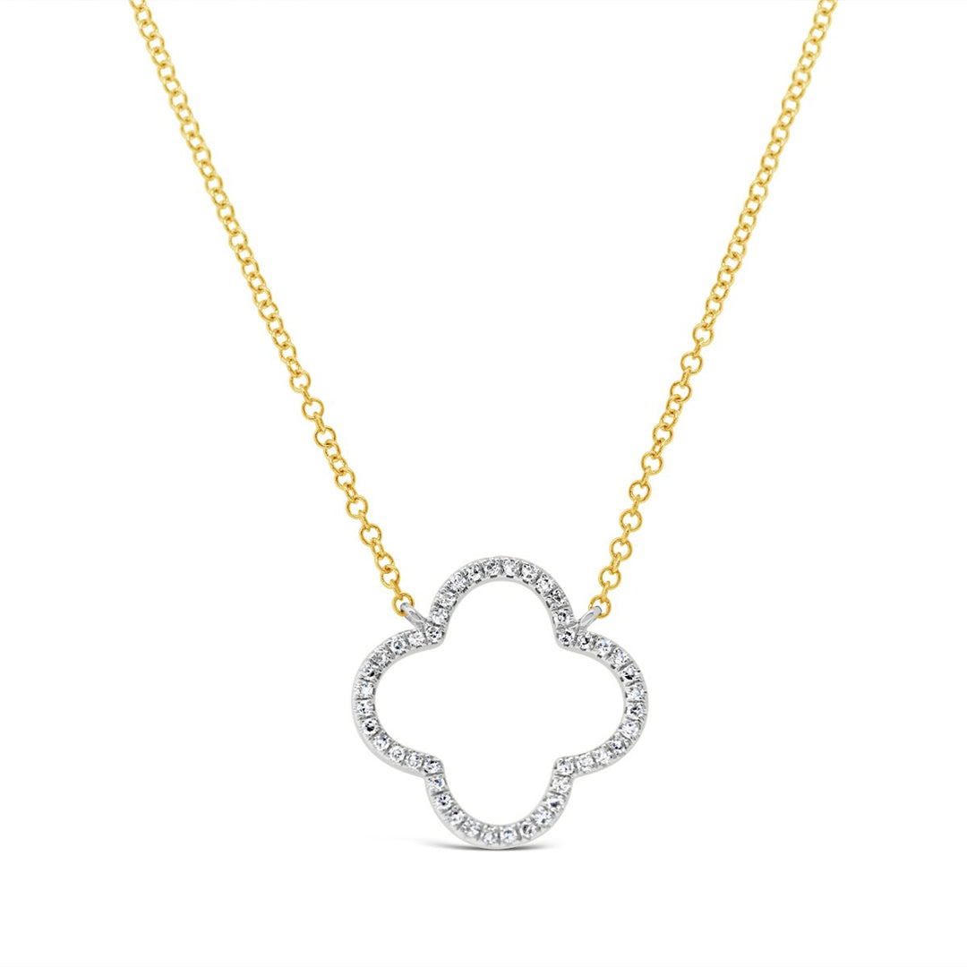 14K White & Yellow Gold Diamond Clover Necklace - NB5016FB