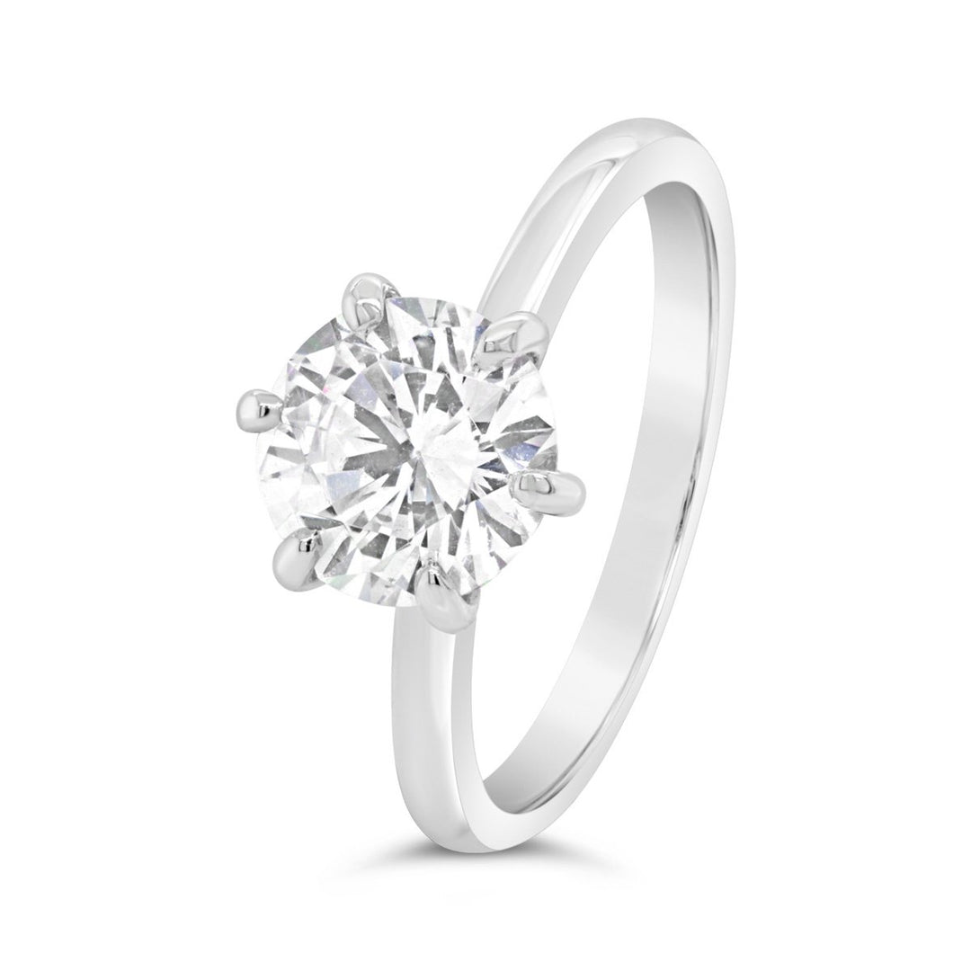 Six Prong Round Cut Diamond Engagement Ring
