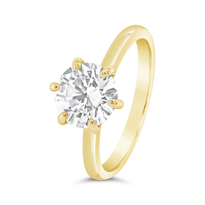 Six Prong Round Cut Diamond Engagement Ring