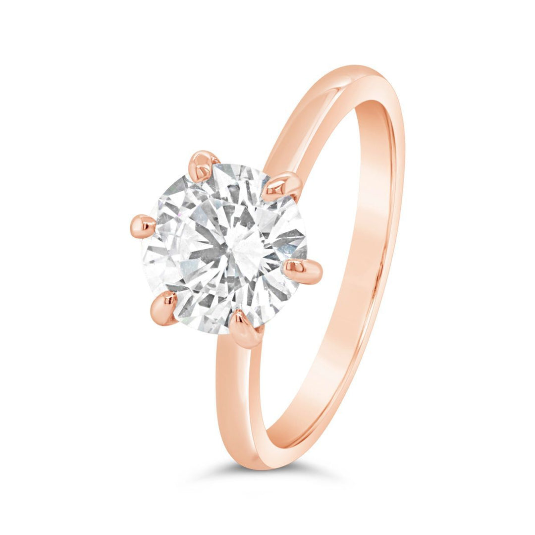 Six Prong Round Cut Diamond Engagement Ring