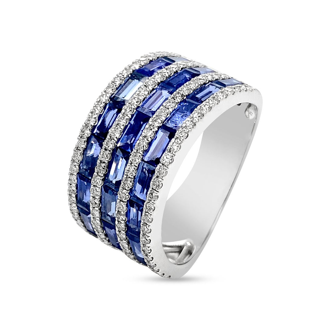 Blue Sapphire & Diamond Wide Band - KR1070-BS