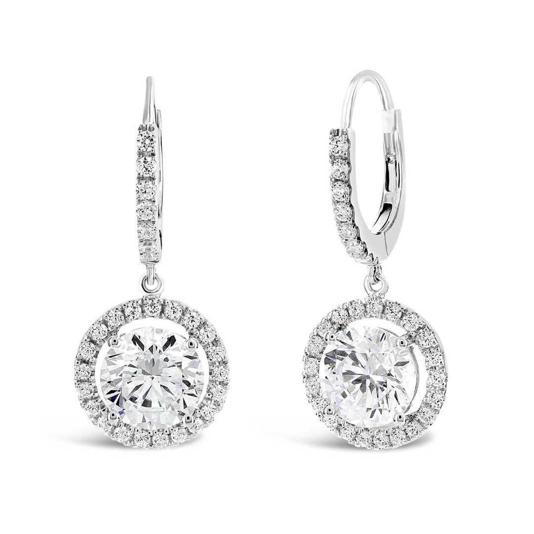 Diamond Halo Drop Earrings - CE0116B