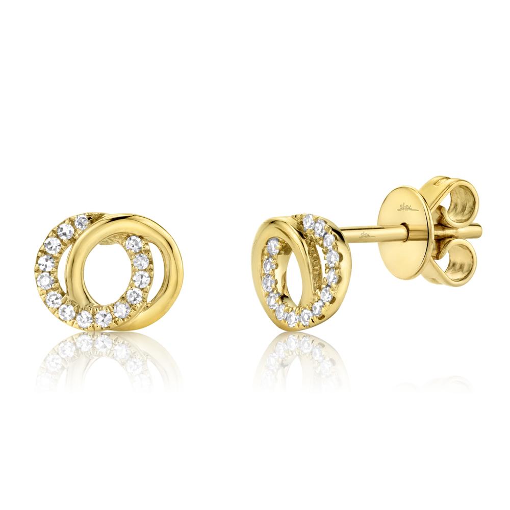 14K Yellow Gold Shy Creations Diamond Love Knot Circle Earrings, 0.09 ct G/H SI