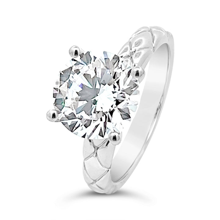 One Piece Casting Engagement Ring with Etched Design