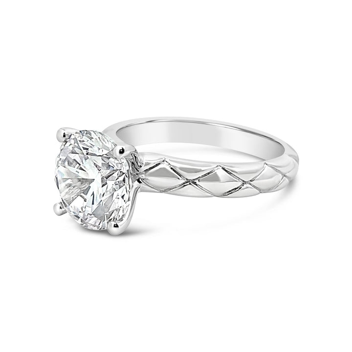 One Piece Casting Engagement Ring with Etched Design
