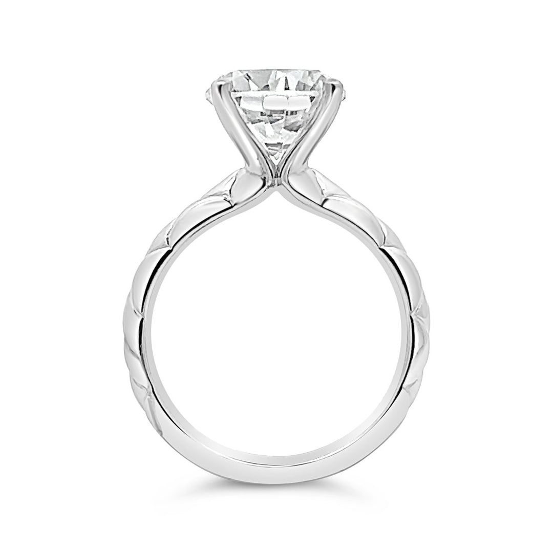 One Piece Casting Engagement Ring with Etched Design