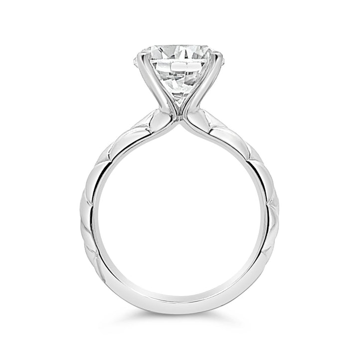 One Piece Casting Engagement Ring with Etched Design