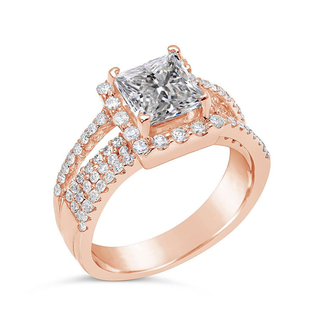 Princess Cut Diamond Halo Engagement Ring