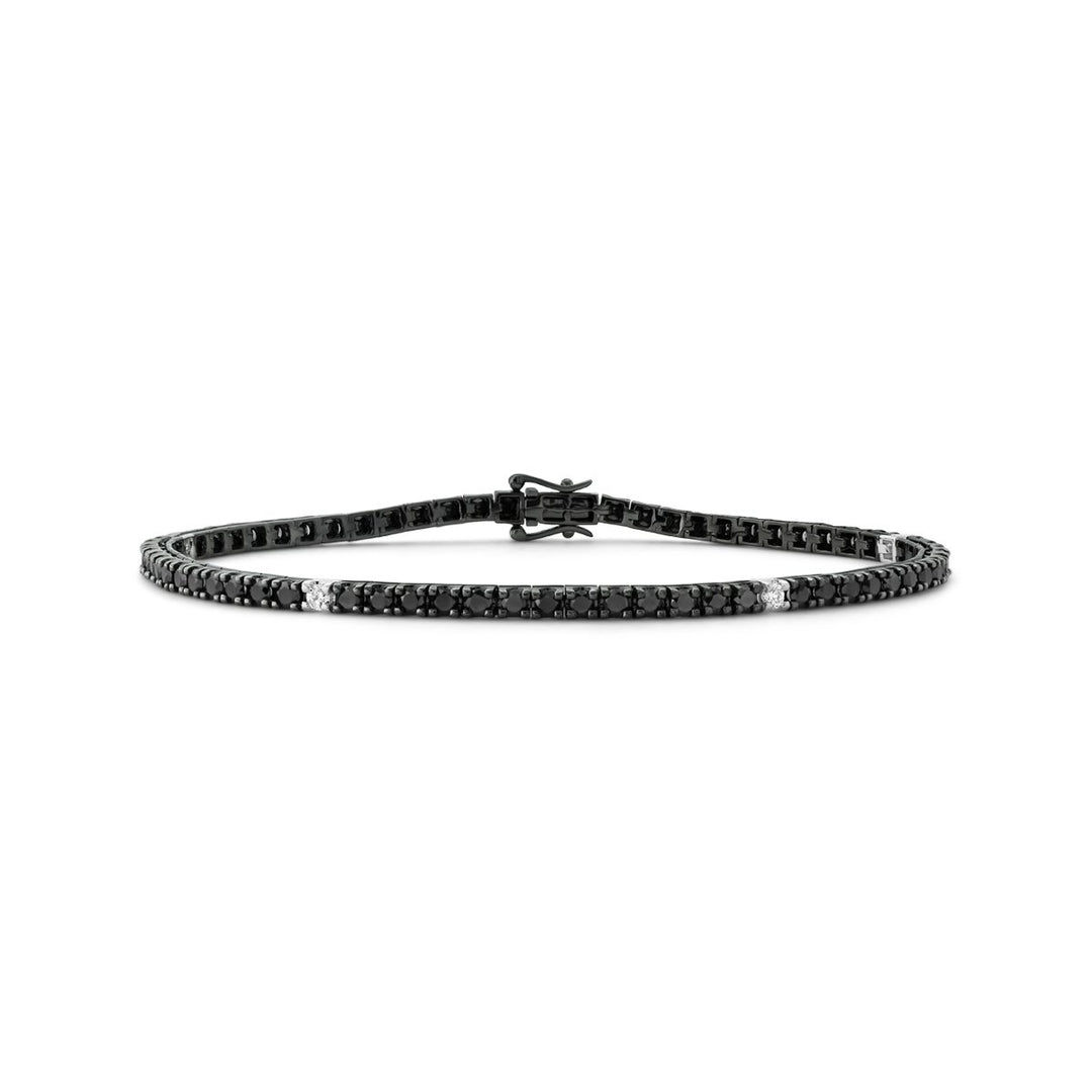 18K White Gold & Black Rhodium Black Diamond Tennis Bracelet