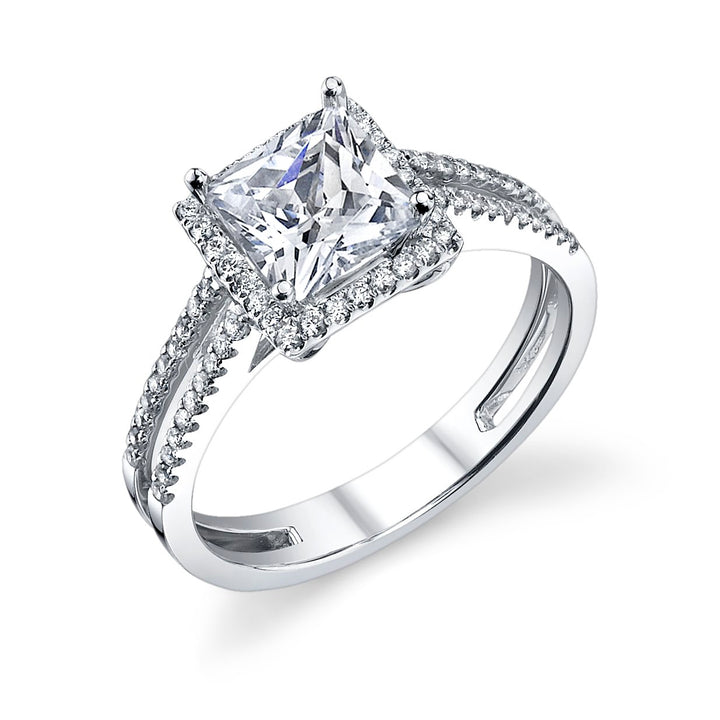 Split Shank Halo Diamond Engagement Ring
