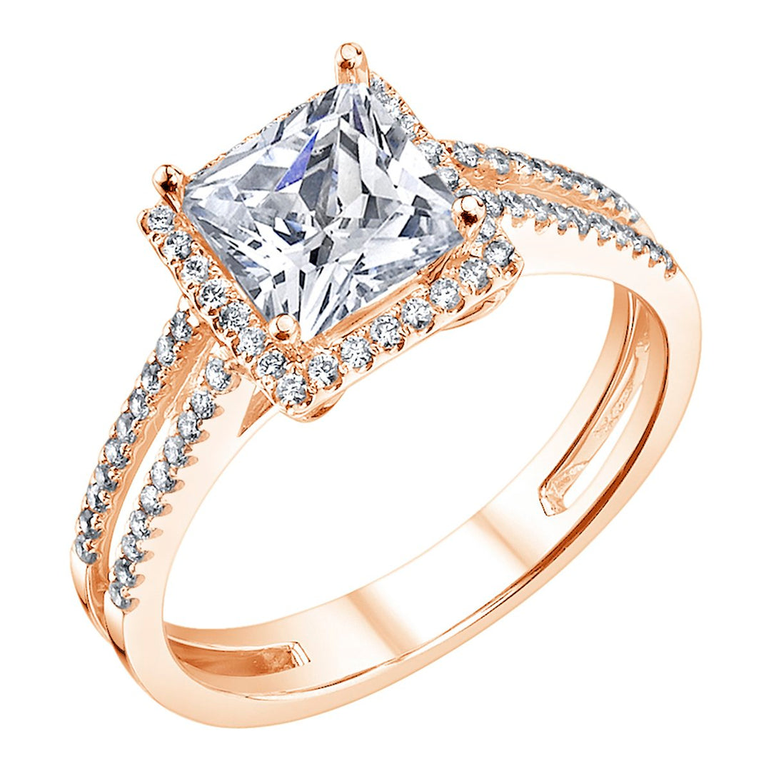 Split Shank Halo Diamond Engagement Ring