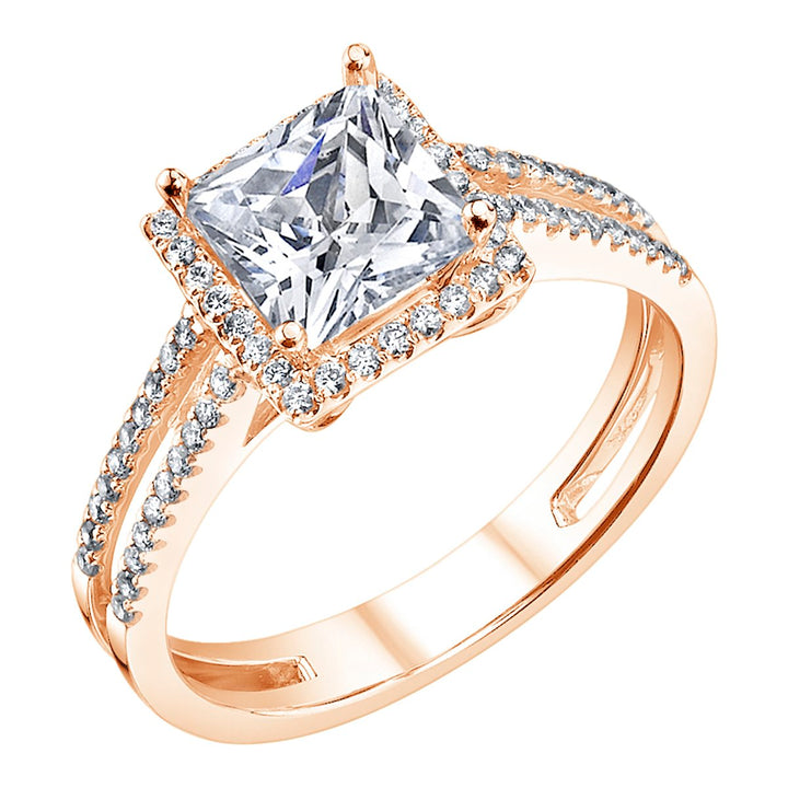 Split Shank Halo Diamond Engagement Ring