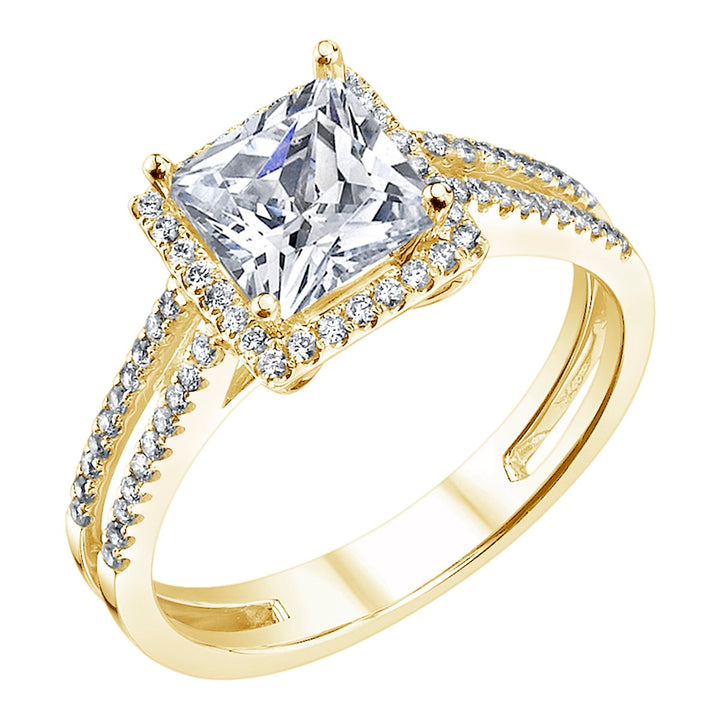 Split Shank Halo Diamond Engagement Ring