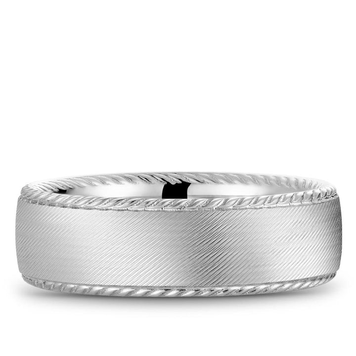 Gold Textured Men's Wedding Band with Rope Edges - RYL-222Y7