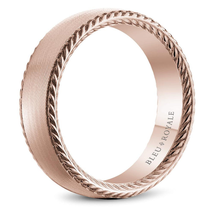 Gold Textured Men's Wedding Band with Rope Edges - RYL-222Y7