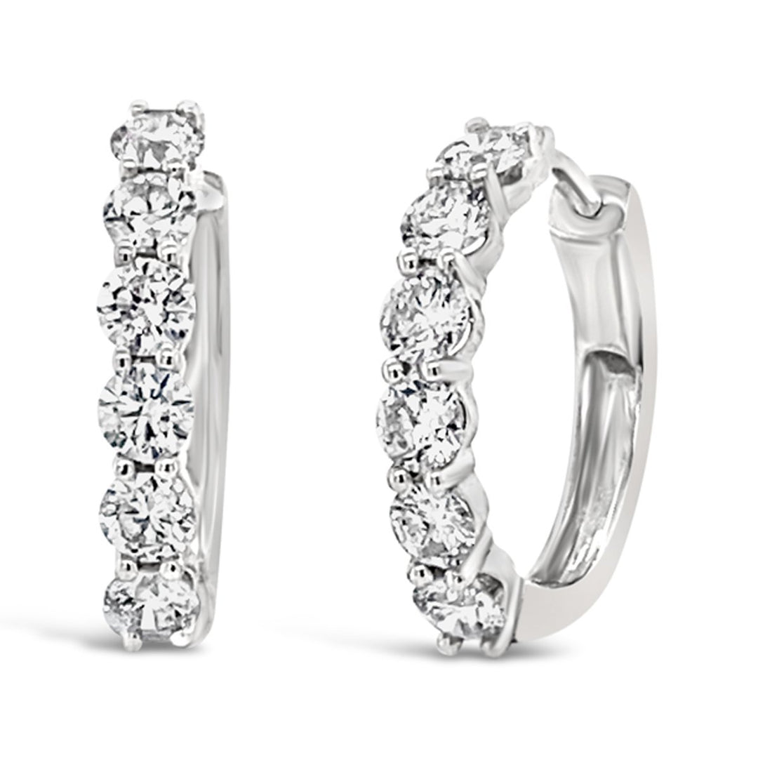 White Gold Diamond Hoop Earrings - ED2050