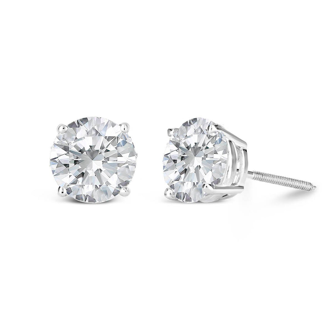 White Gold Natural Diamond Stud Earrings, 2 RD 2.40ct - IST9