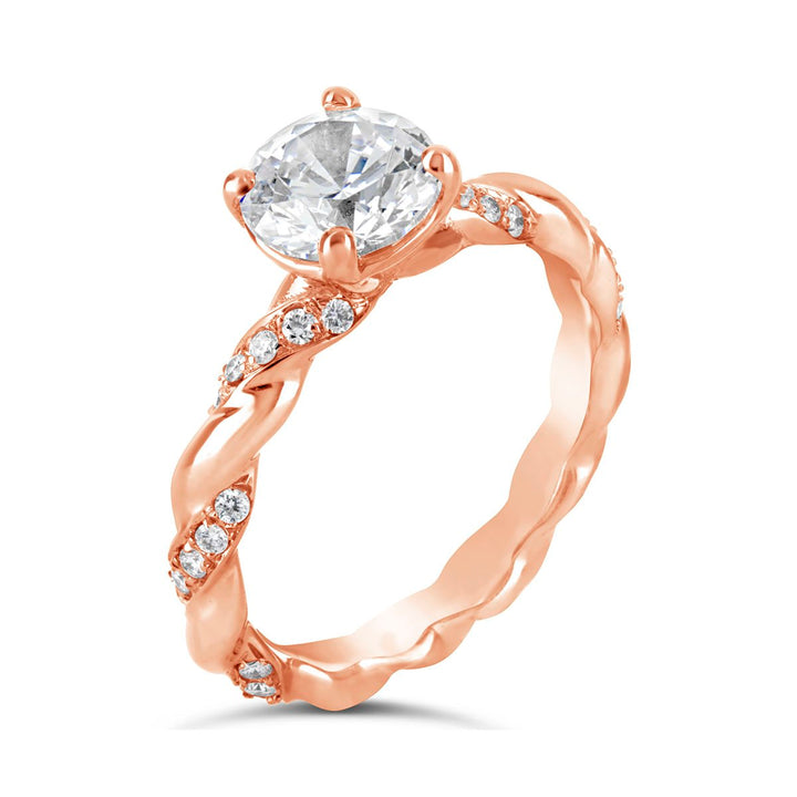 Cross Over Diamond Engagement Ring