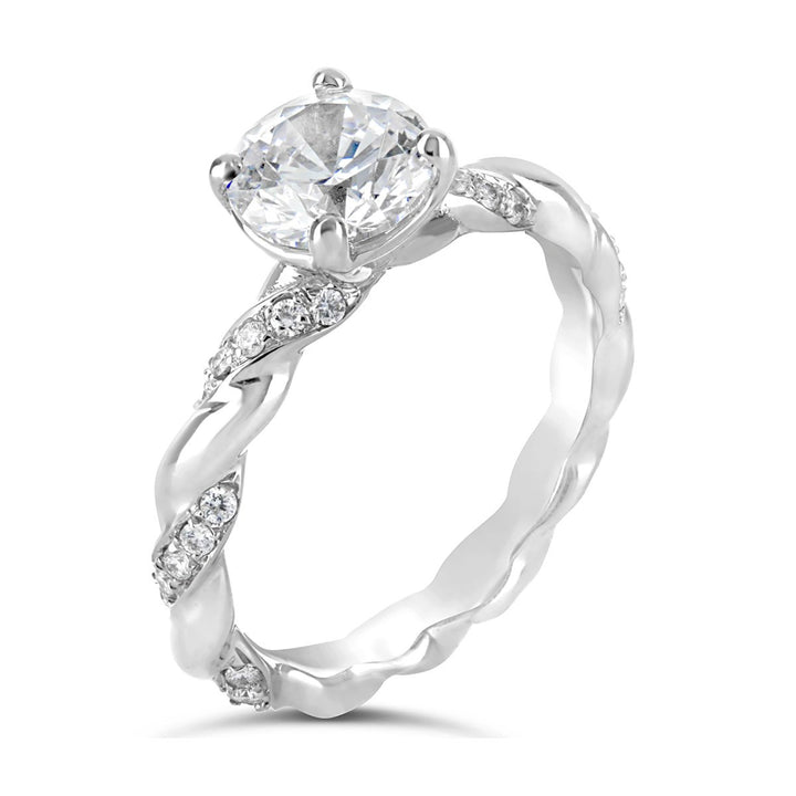 Cross Over Diamond Engagement Ring