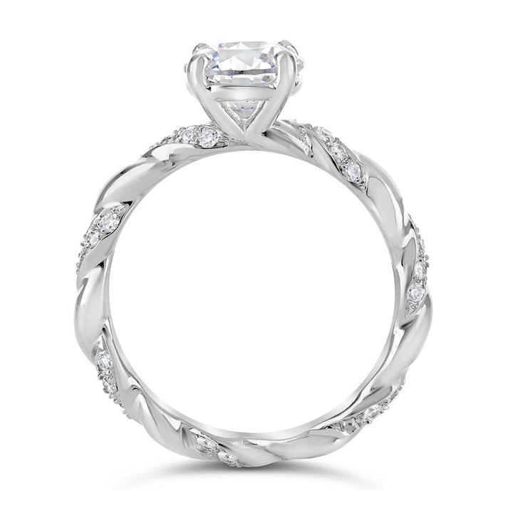 Cross Over Diamond Engagement Ring