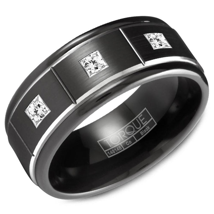 Black Men's Cobalt  & Diamond Wedding Band - CBB-2132
