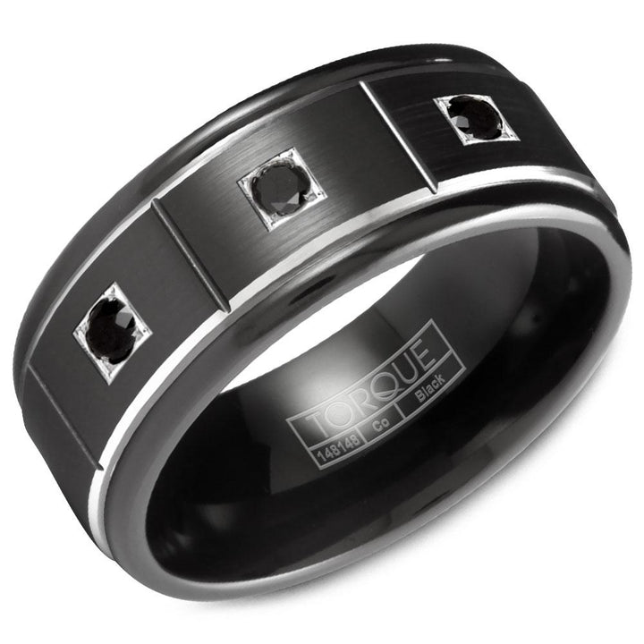 Black Men's Cobalt  & Diamond Wedding Band - CBB-2132