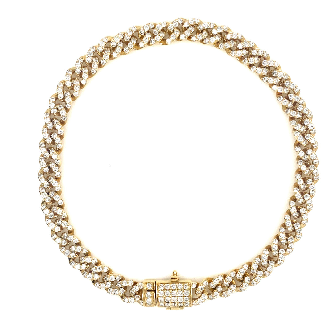 Yellow Gold Curb Link Pave Diamond Bracelet - GSB01020