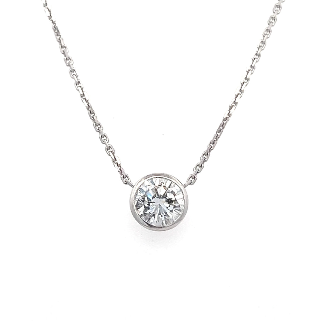 Bezel Set Diamond Solitaire Necklace - 118607