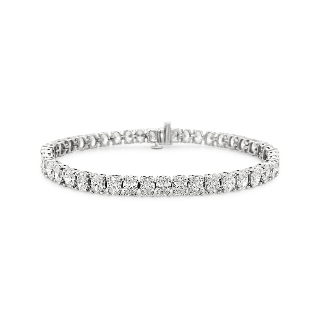 White Gold Lab Grown Oval Diamond Tennis Bracelet - JLGTB818930