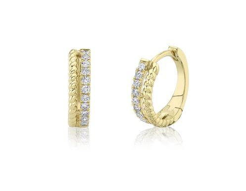 14K Yellow Gold Shy Creation Diamond Huggie Earring, 22 RD 0.19 ct G/H SI
