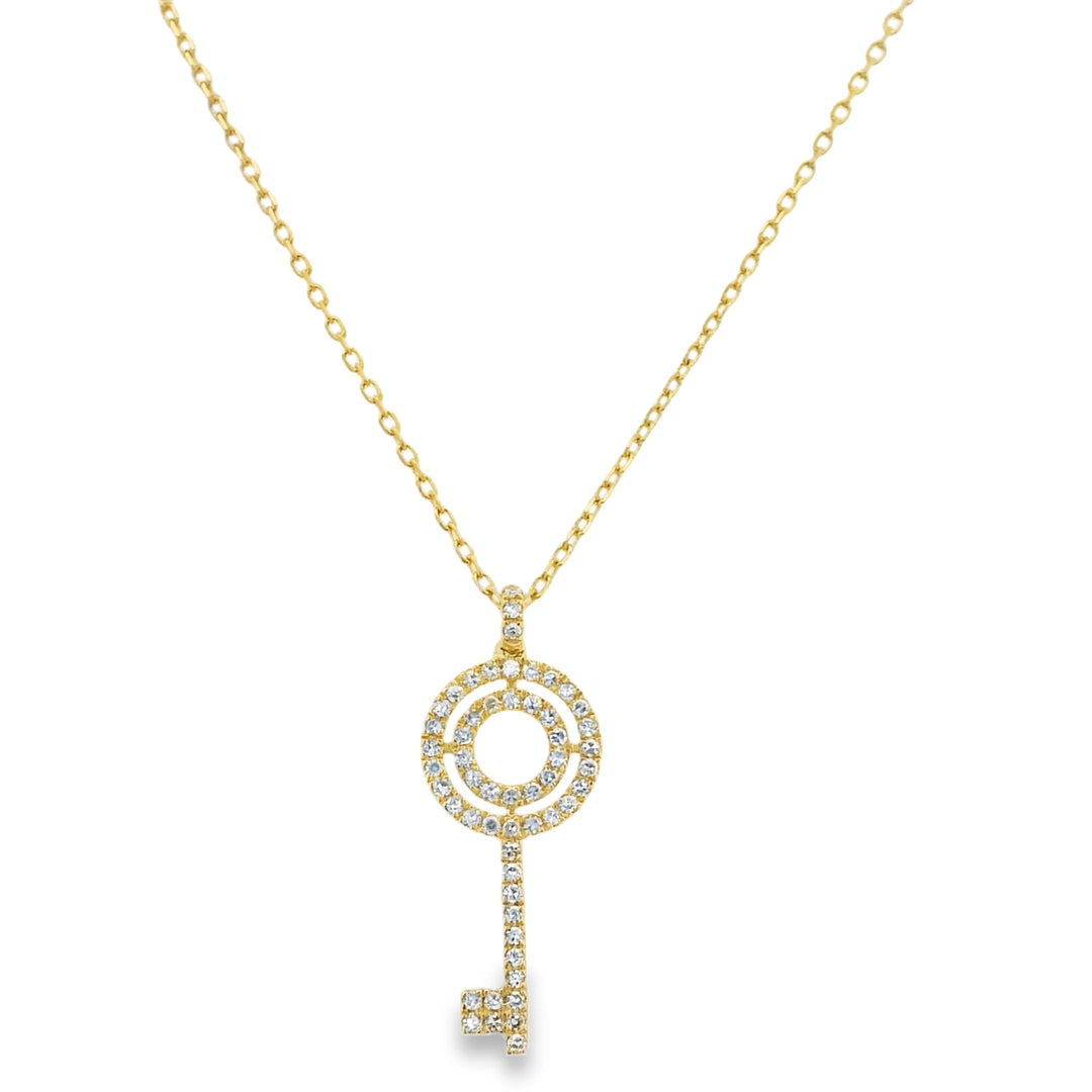 14K Yellow Gold Diamond Key Necklace - P0140R17VYN05