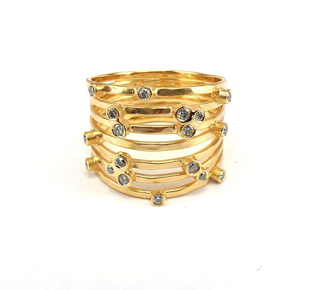 14K Marika Desert Gold Multi-band Bezel Set Diamond Ring - MDG7863