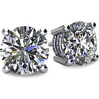 White Gold Four Prong Round Diamond Stud Earrings 1.50 ct. total weight - STB6