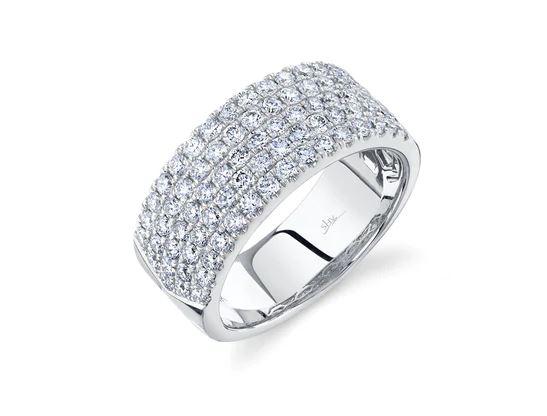14K White Gold Wide Pave Diamond Ring - SC55022796