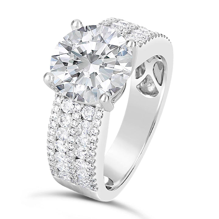 Wide Diamond Band Engagement Ring