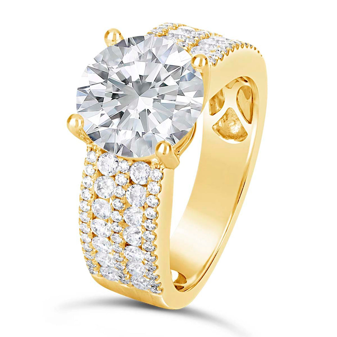 Wide Diamond Band Engagement Ring