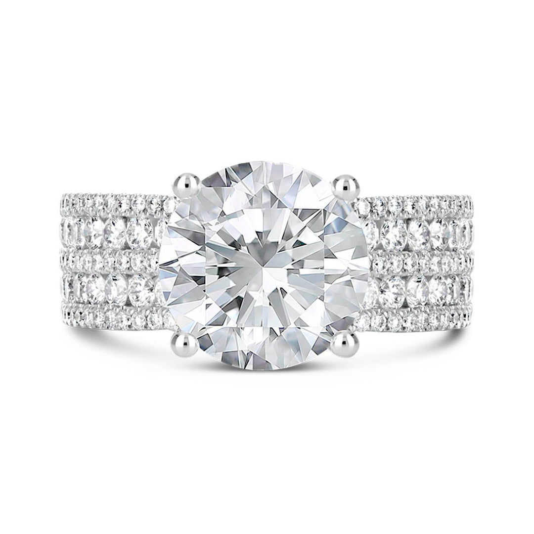 Wide Diamond Band Engagement Ring