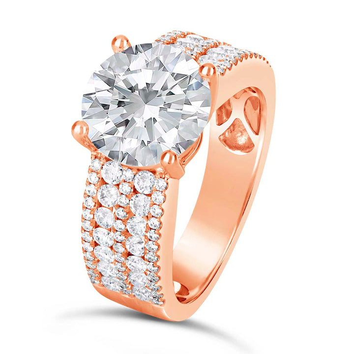 Wide Diamond Band Engagement Ring