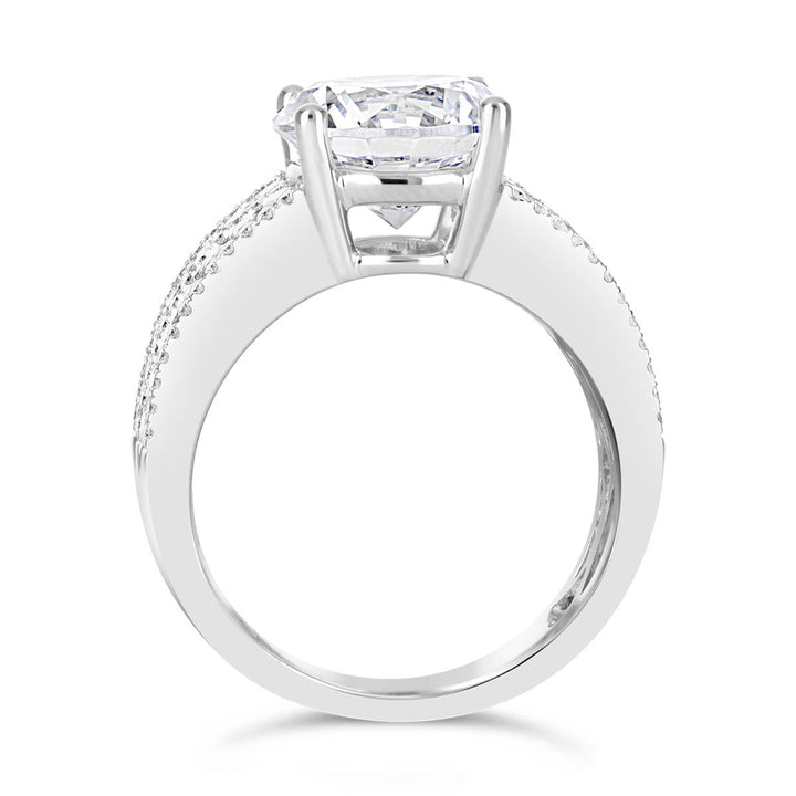 Wide Diamond Band Engagement Ring