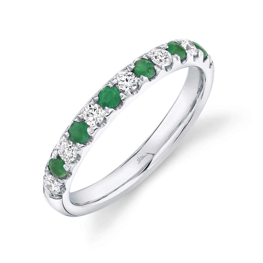 White Gold Diamond & Emerald Band - SC22005158