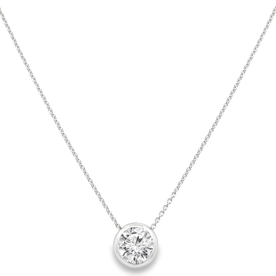 White Gold Lab Grown Diamond Solitaire Slider Necklace - 2375-WG-1.00-LAB