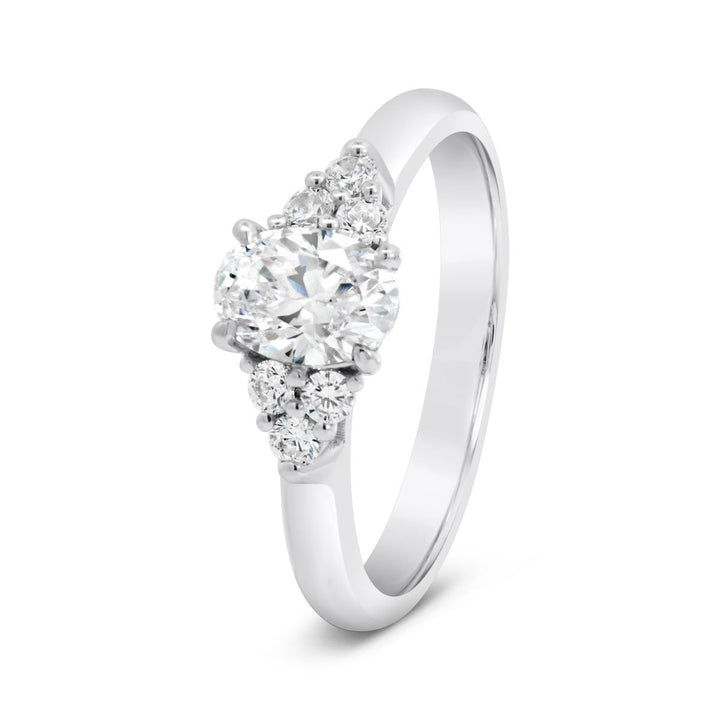 Cluster Side-Stone Diamond Engagement Ring