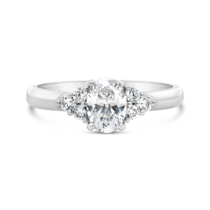 Cluster Side-Stone Diamond Engagement Ring